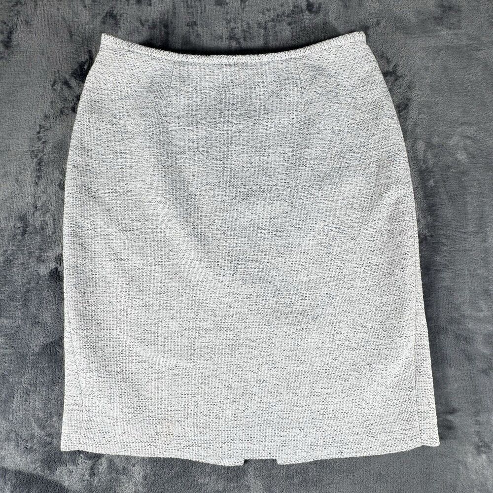 Calvin Klein Size 8 Women Light Gray Tweed Pencil Skirt Lined Textured Back Slit